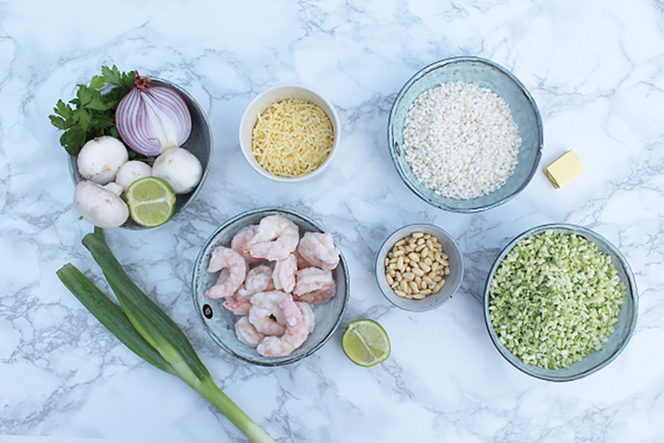 Groene risotto met garnallen