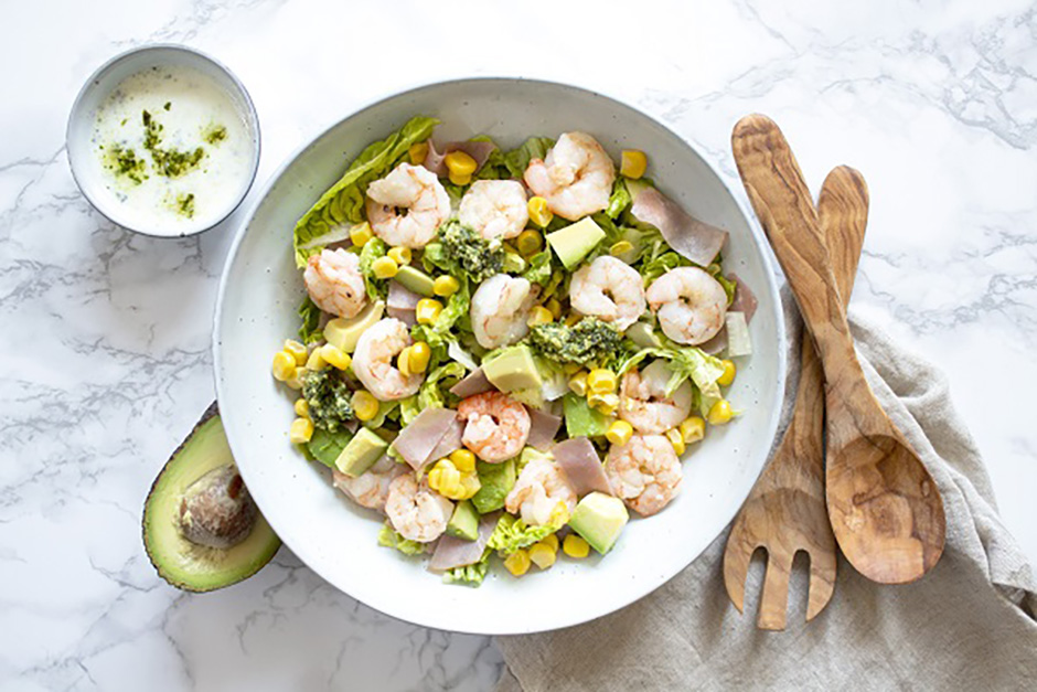 gamba's en avocado salade