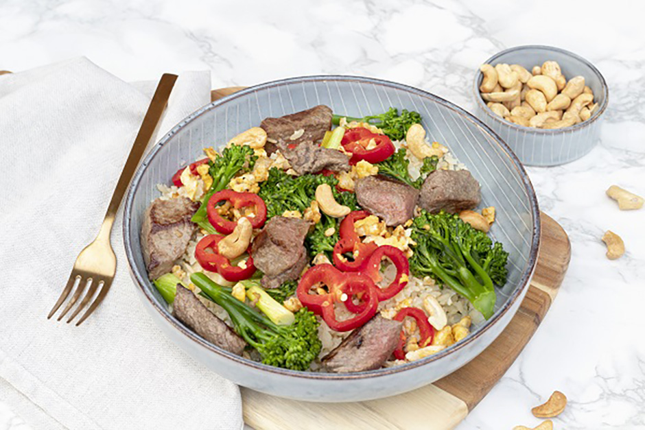 Bimi met biefstukpuntjes