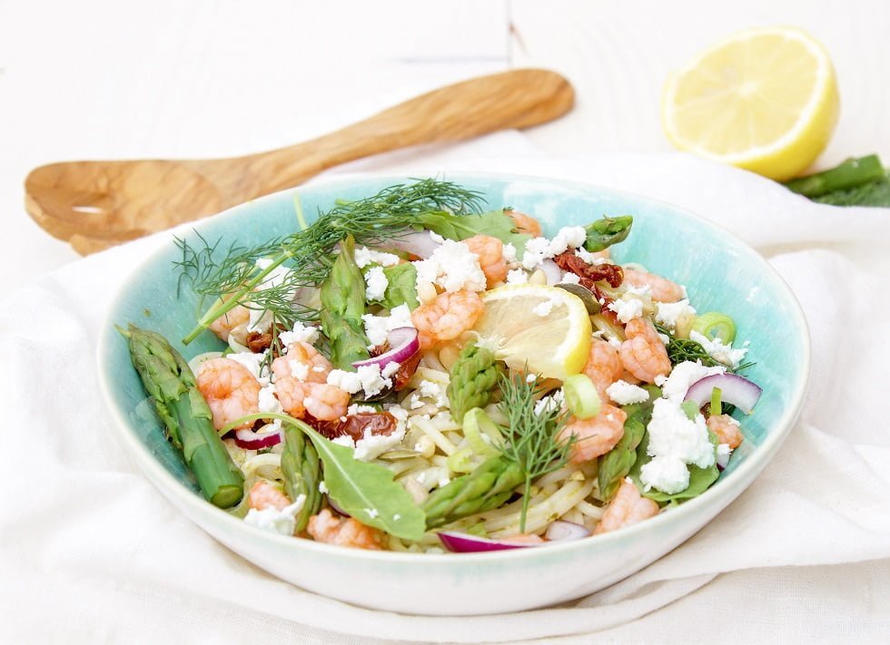 Pasta pesto garnalen