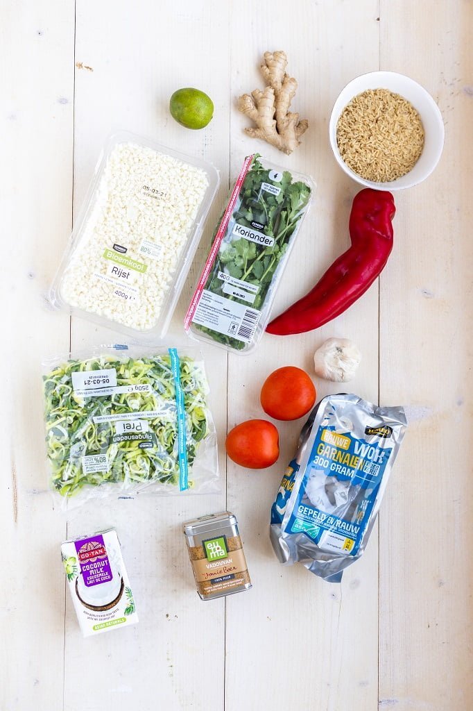 Thaise curry garnalen met kokos