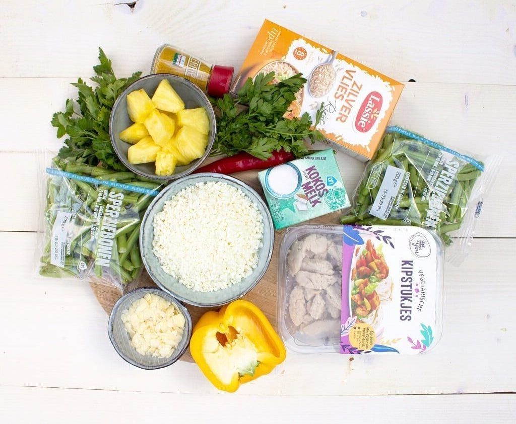 Vegetarische kip kerrie ingredienten